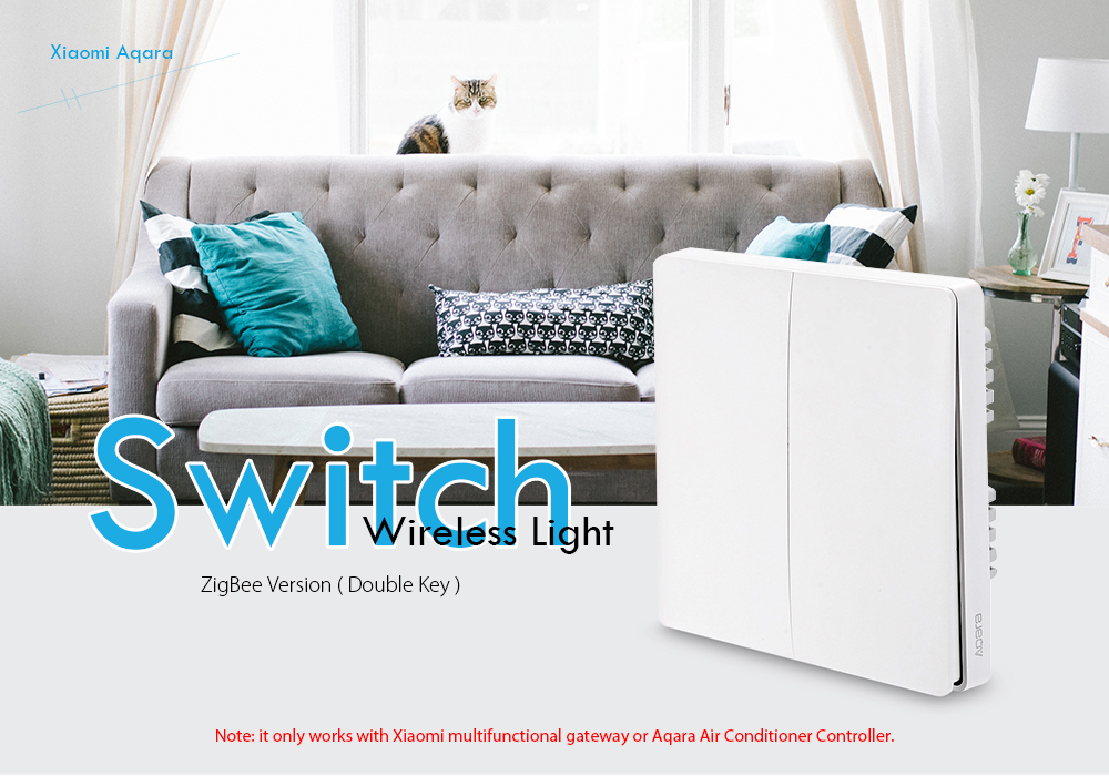 Aqara QBKG03LM Wall Switch Smart Light Control ZigBee Version - White Double Key