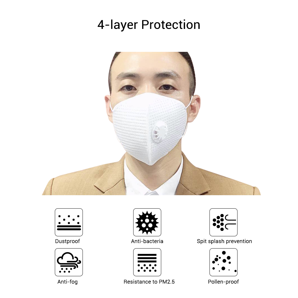 15PCS KN95 Masks with Breathing Valve Elastic Earloop 4-layer Protection for Dust Spit Splash PM2.5