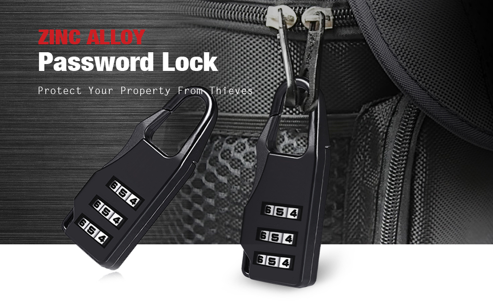 Zinc Alloy Three-digit Password Lock for Suitcase / Bag / Drawer Cupboard Door