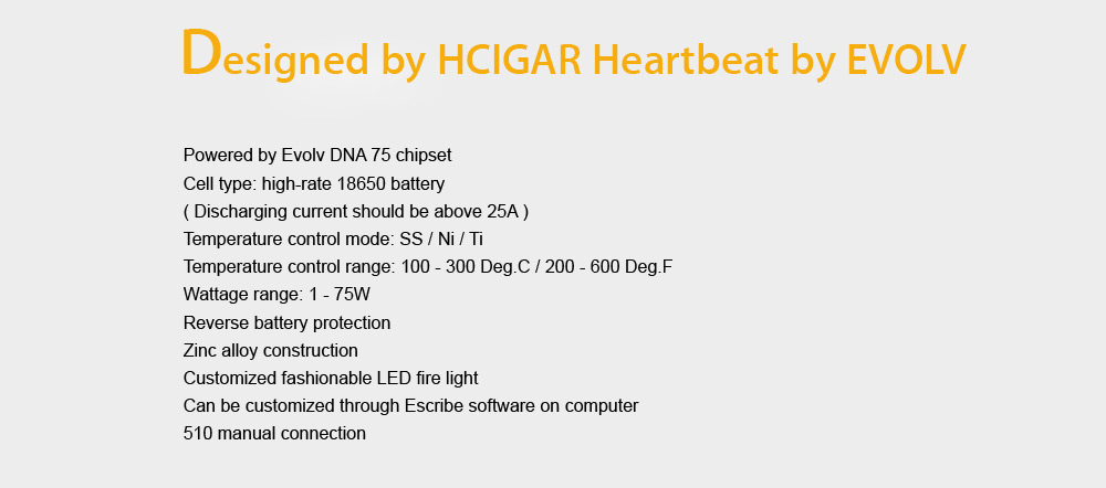 Original HCIGAR VT Inbox Mod Kit with Evolv DNA 75 Chipset / 1 - 75W / 8ml Squonk Bottle / 200 - 600F / Dual Posts Deck MAZE V2 RDA for E Cigarette