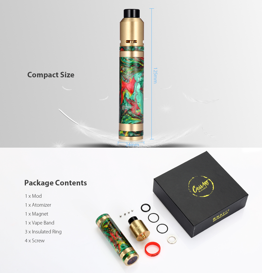 CoilART MAGE MECH TRICKER Kit Supporting Single 18650 Battery with Bottom Airflow RDA for E Cigarette